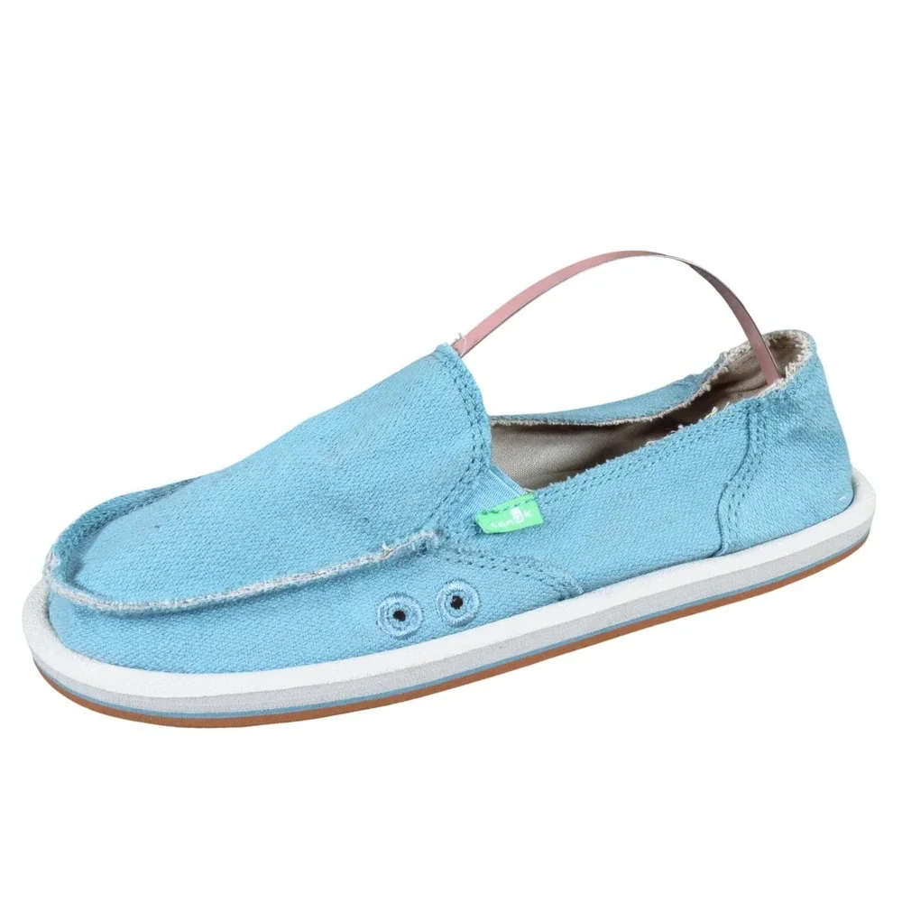 Sanuk Donna Hemp‎ Women Casual Slip On Shoe Size 6 Comfort Walking Blue Fabric